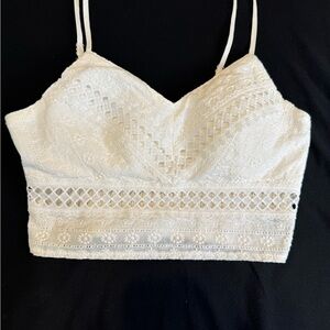 White Lace Cropped Cami Top